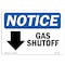 Signmission OSHA Notice Sign, 3.5" Height, 5" Width, Gas Shutoff (Down Arrow) Sign With Symbol, Landscape OS-NS-D-35-L-13022 - alternate 1
